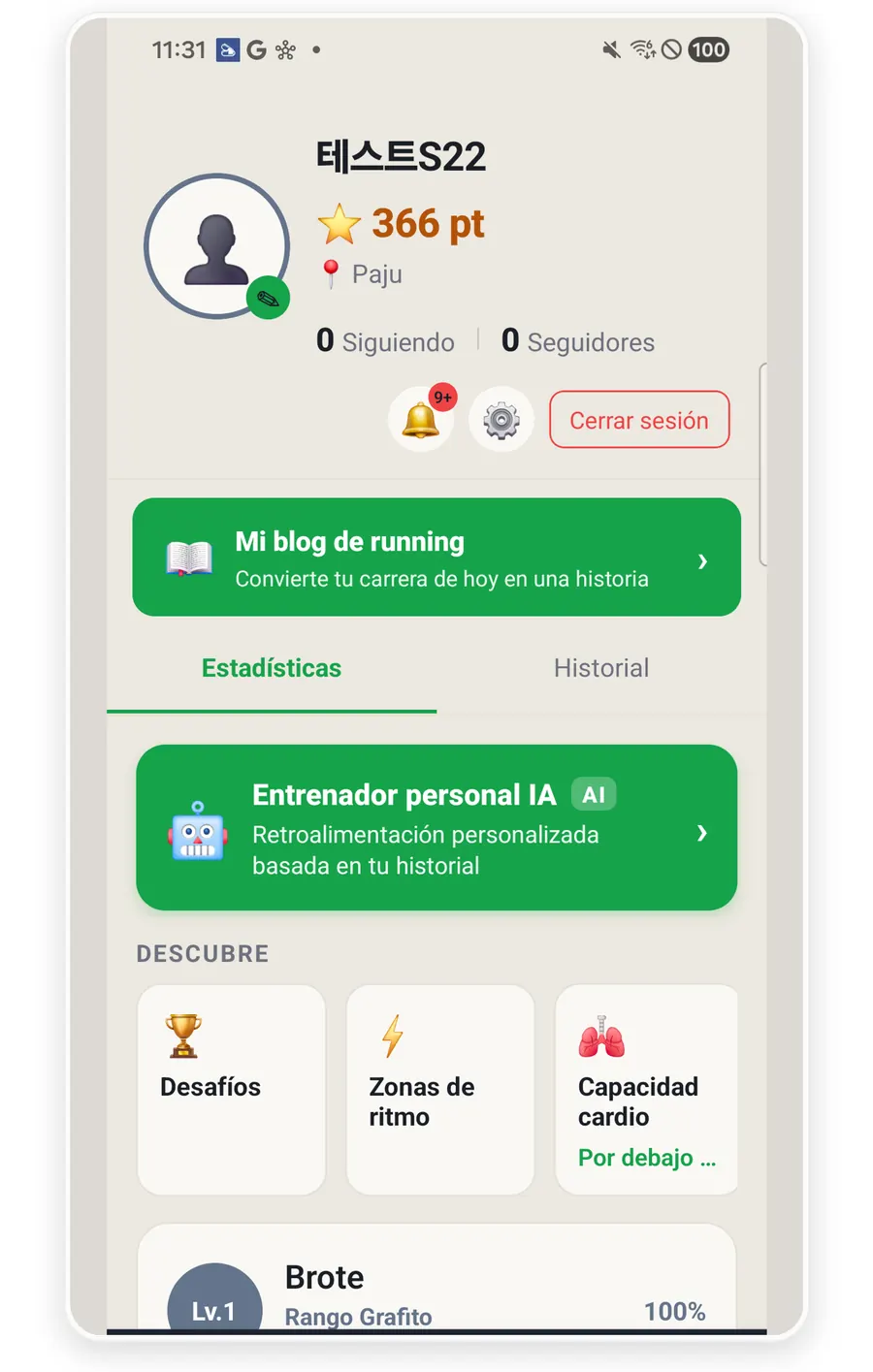 Datos que se acumulan al correr